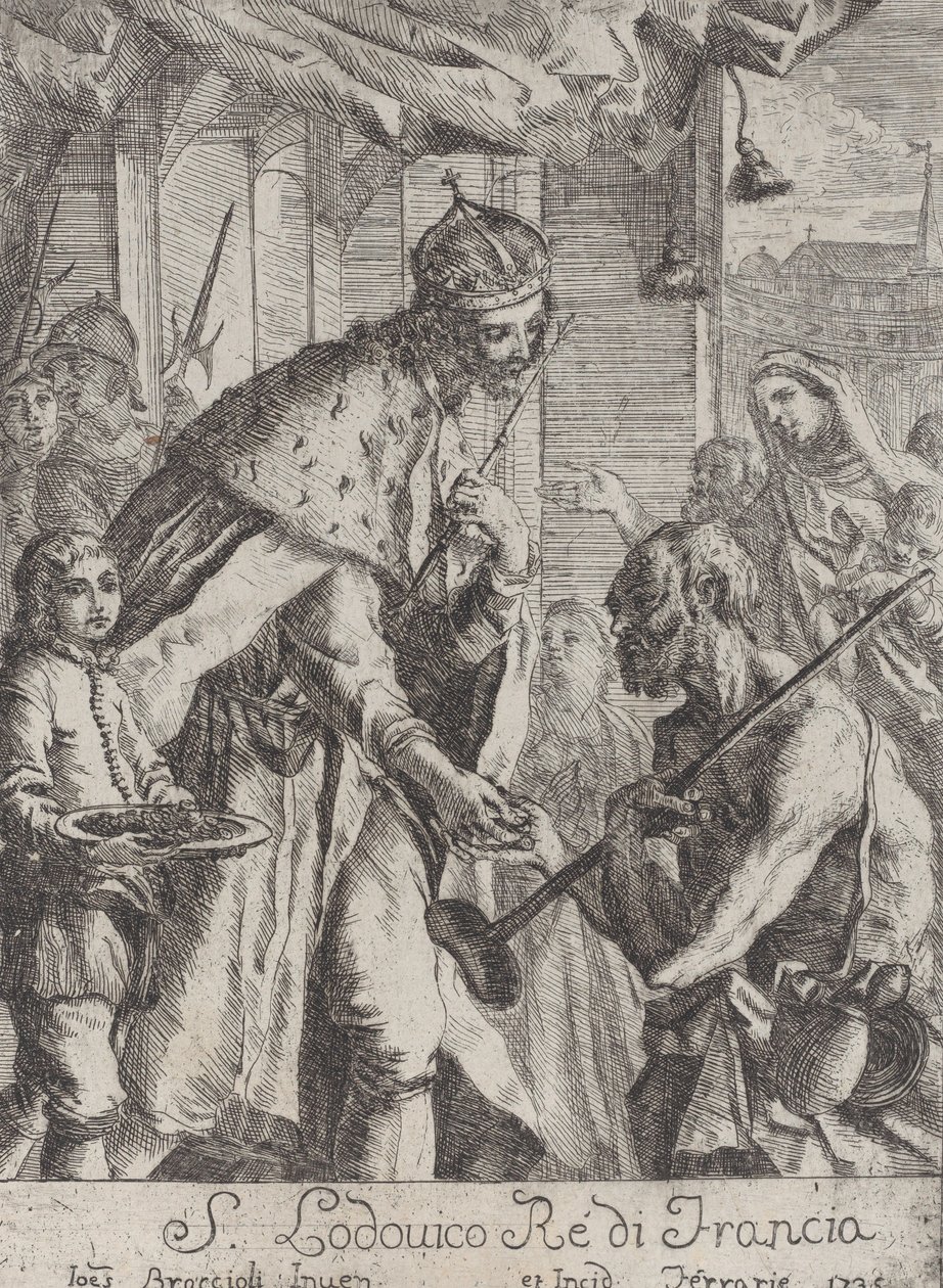 Saint Louis ger allmosor till de fattiga, 1735. av Giovanni Francesco Braccioli