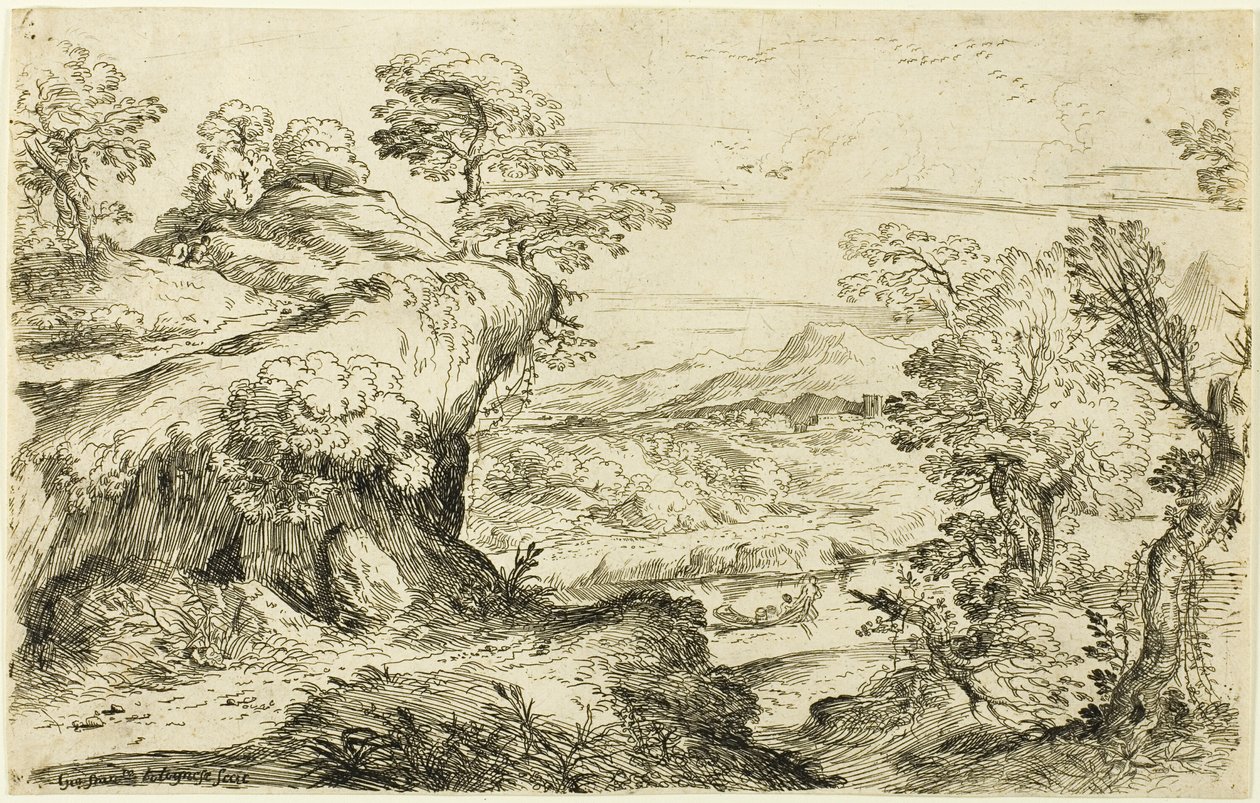 Två män på en bergstopp av Giovanni Francesco Grimaldi