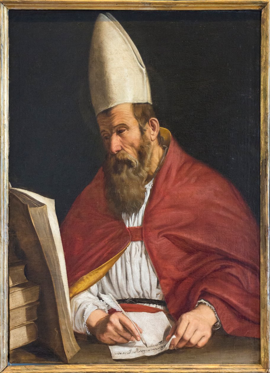 Kanoniserad biskop, möjligen St. Augustinus av Giovanni Francesco Guerrieri
