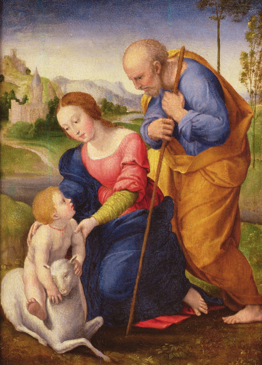 Den heliga familjen med lammet av Giovanni Francesco Penni