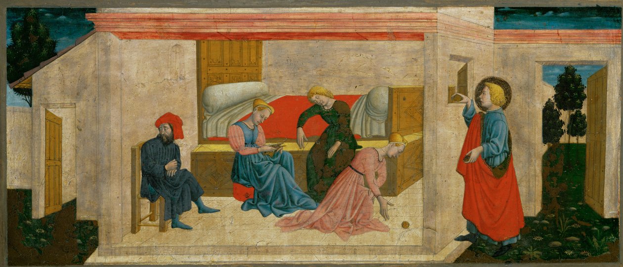 Välgörenhet av St Nicholas av Bari, som erbjuder en hemgift till fattiga flickor ... av Giovanni Francesco Rimini