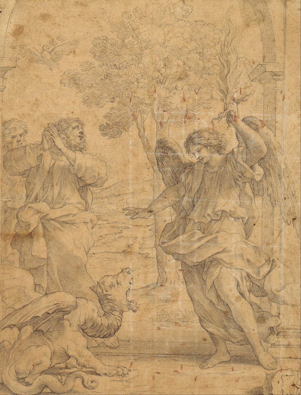 Ärkeängeln Uriel och draken av Giovanni Francesco Romanelli