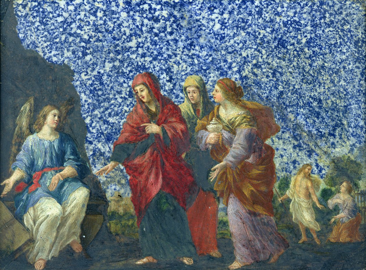 De heliga kvinnorna vid graven (olja på marmor) av Giovanni Francesco Romanelli