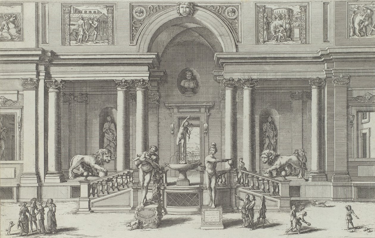 Merkuriusfontän i trädgården till Villa Medici..., 1691 eller senare. av Giovanni Francesco Venturini