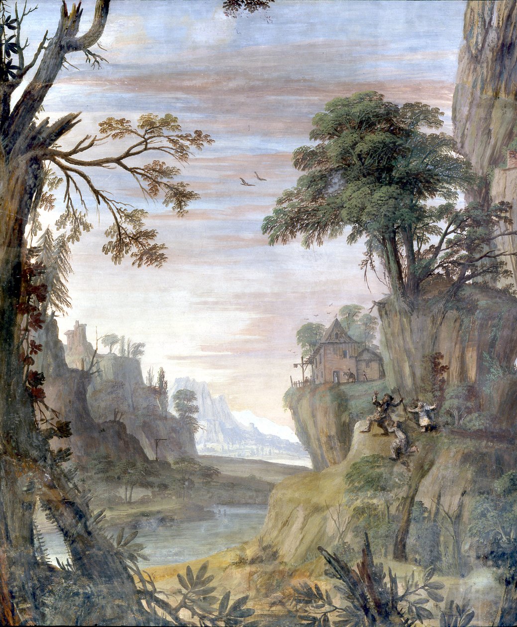 Flod och landskap, detalj av Giovanni Ghisolfi