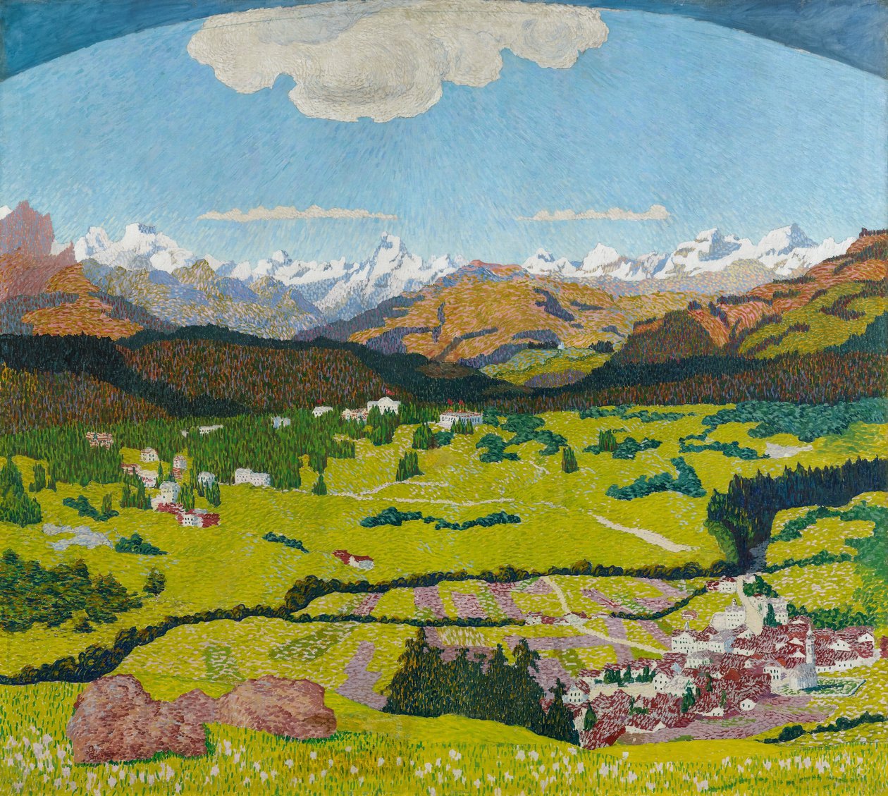 Panorama av Flims. Triptyk, centralpanel, 1904. av Giovanni Giacometti