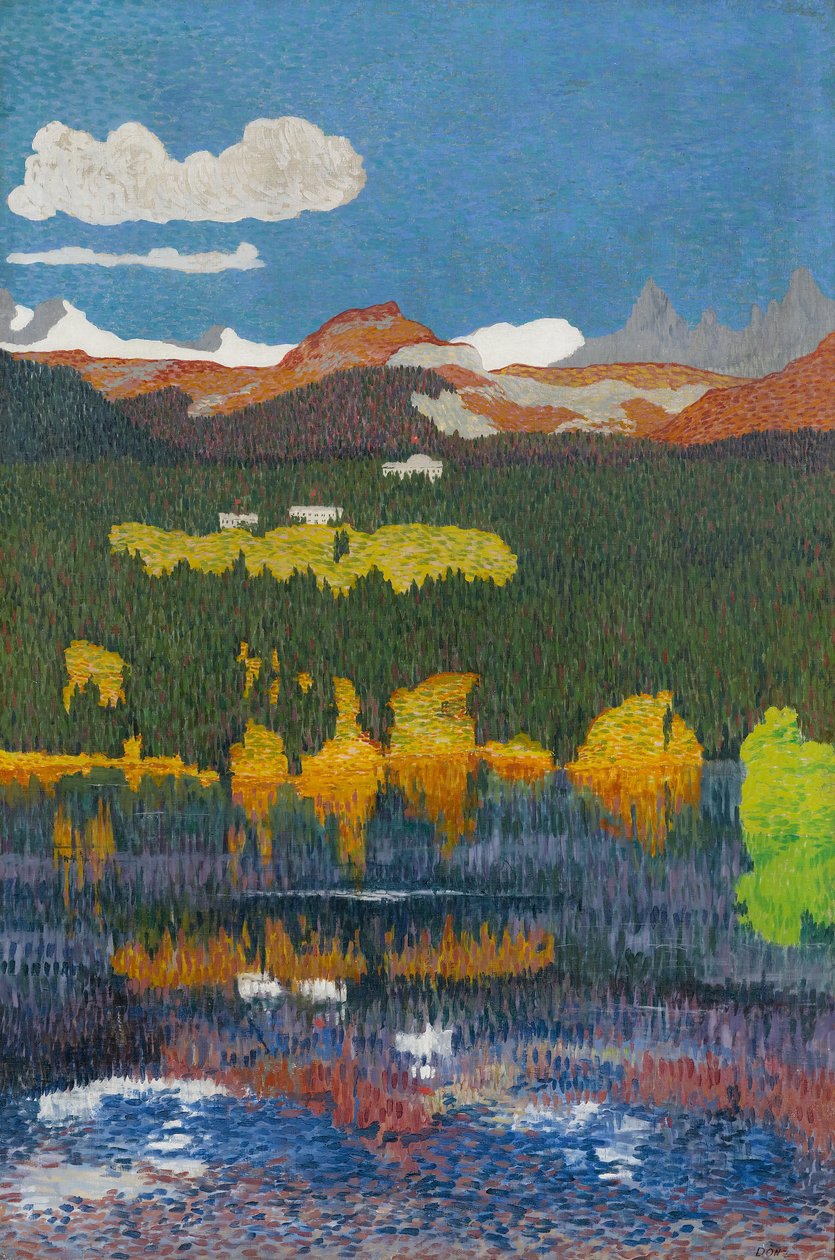 Panorama av Flims. Triptyk, vänster panel, 1904. av Giovanni Giacometti