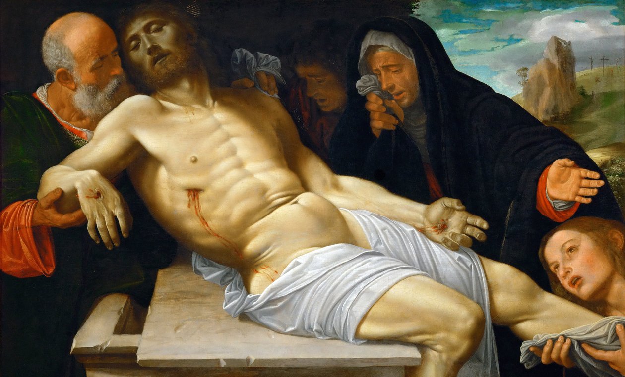 Renässansen: Klagosången över Kristus par Savoldo, Giovanni Girolamo (1480/85-1548), ca 1515-1520. Olja på trä, 72,5x118,5. Konsthistoriska museet, Vienne av Giovanni Girolamo Savoldo