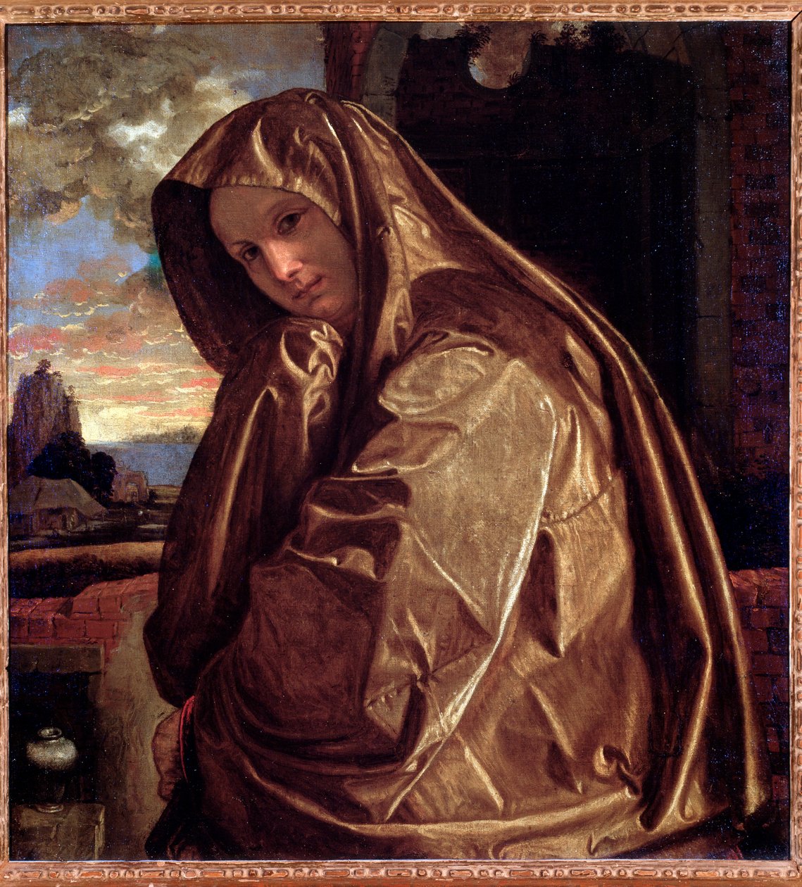 Representation av Saint Mary Magdalene Målning av Giovan Gerolamo Savoldo (ca 1480-efter 1548) 1535-1540 Dim 84 x 77,5 cm Florens, Palazzo Pitti, Coll Contini-Bonacossi av Giovanni Girolamo Savoldo