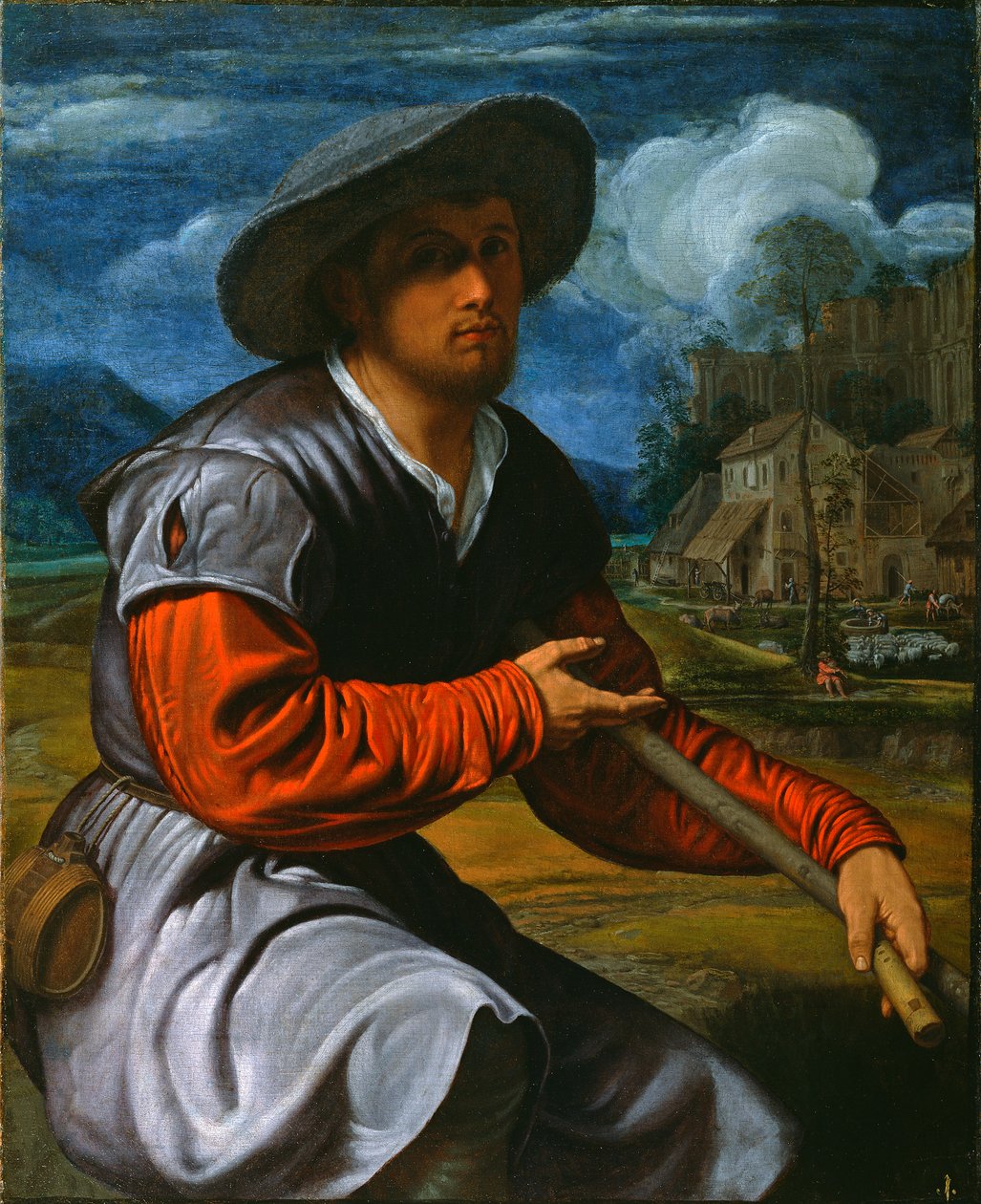Shepherd with a Flute, ca 1525 (olja på duk) av Giovanni Girolamo Savoldo