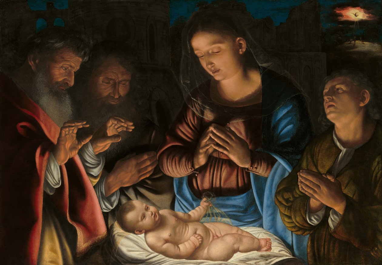 Herdarnas tillbedjan, 1530-talet. av Giovanni Girolamo Savoldo