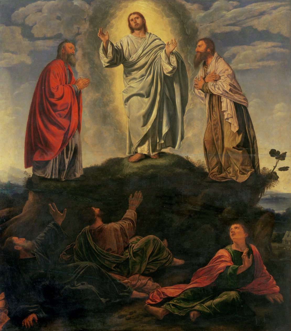 The Transfiguration, c.1527-33 (olja på panel) av Giovanni Girolamo Savoldo