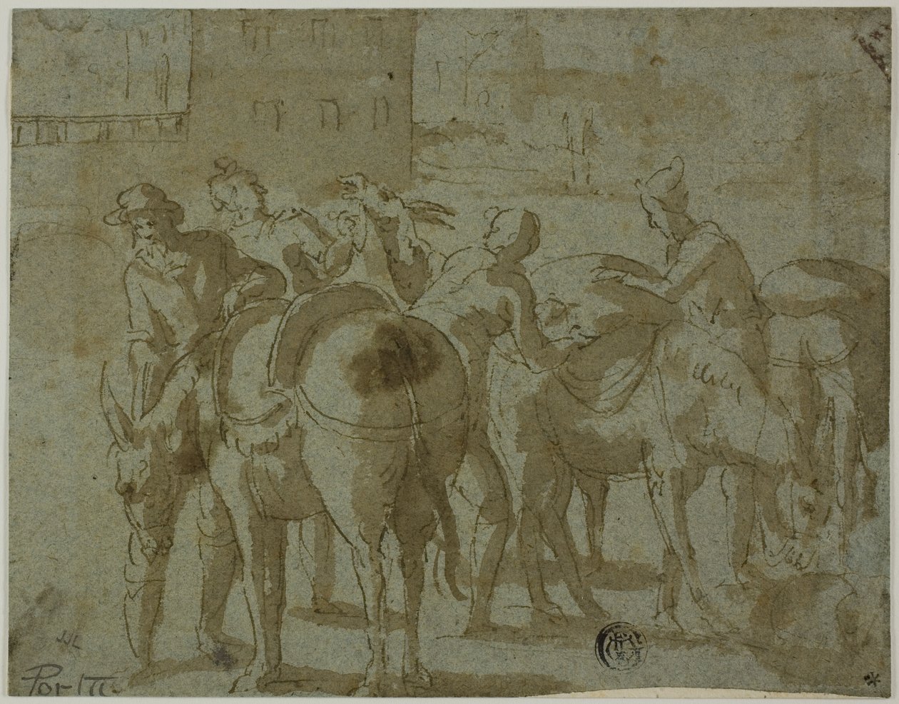 Muleterare och mulor av Giovanni Guerra
