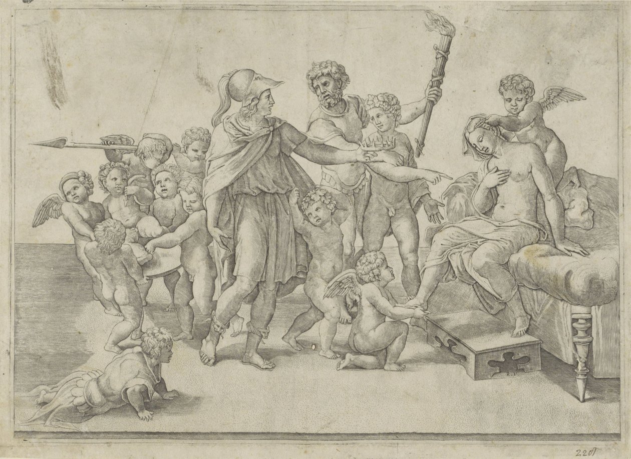 Alexanders och Roxanas bröllop av Giovanni Jacopo Caraglio (attributed to)