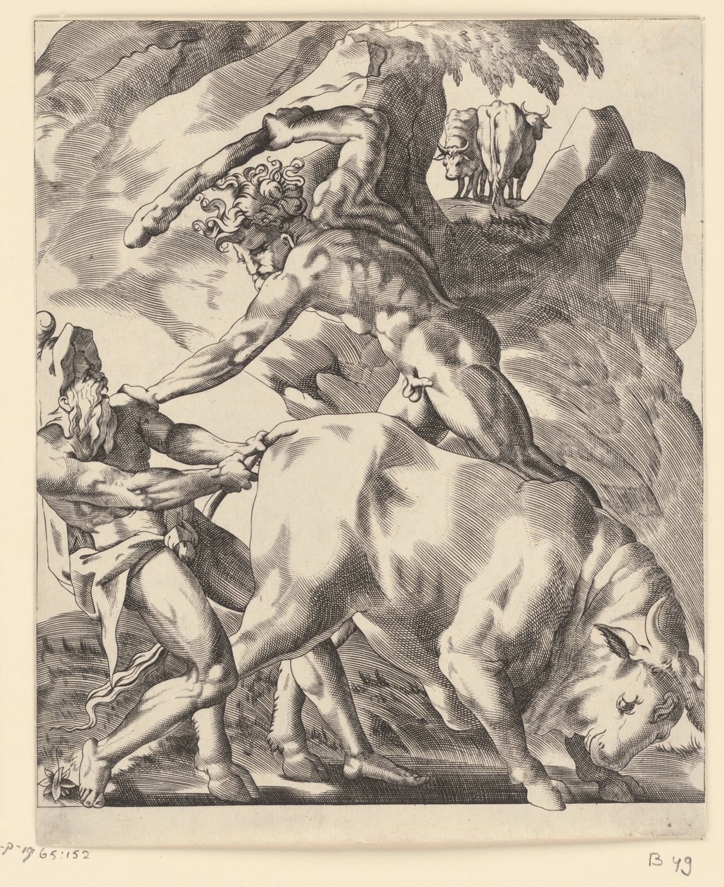 Hercules slåss med Cacus Scener med Hercules (serietitel) av Giovanni Jacopo Caraglio