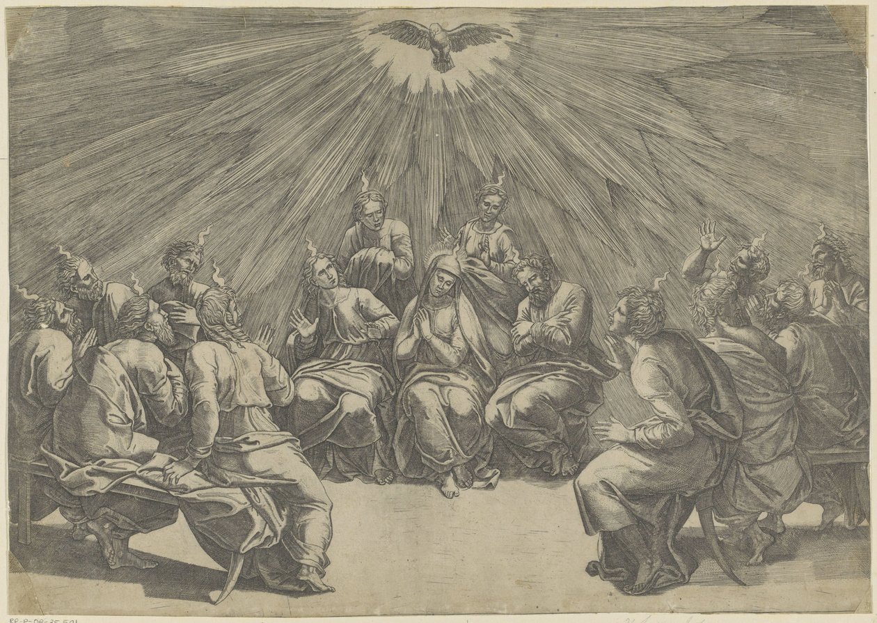 Den Helige Andes utgjutelse Pingst av Giovanni Jacopo Caraglio