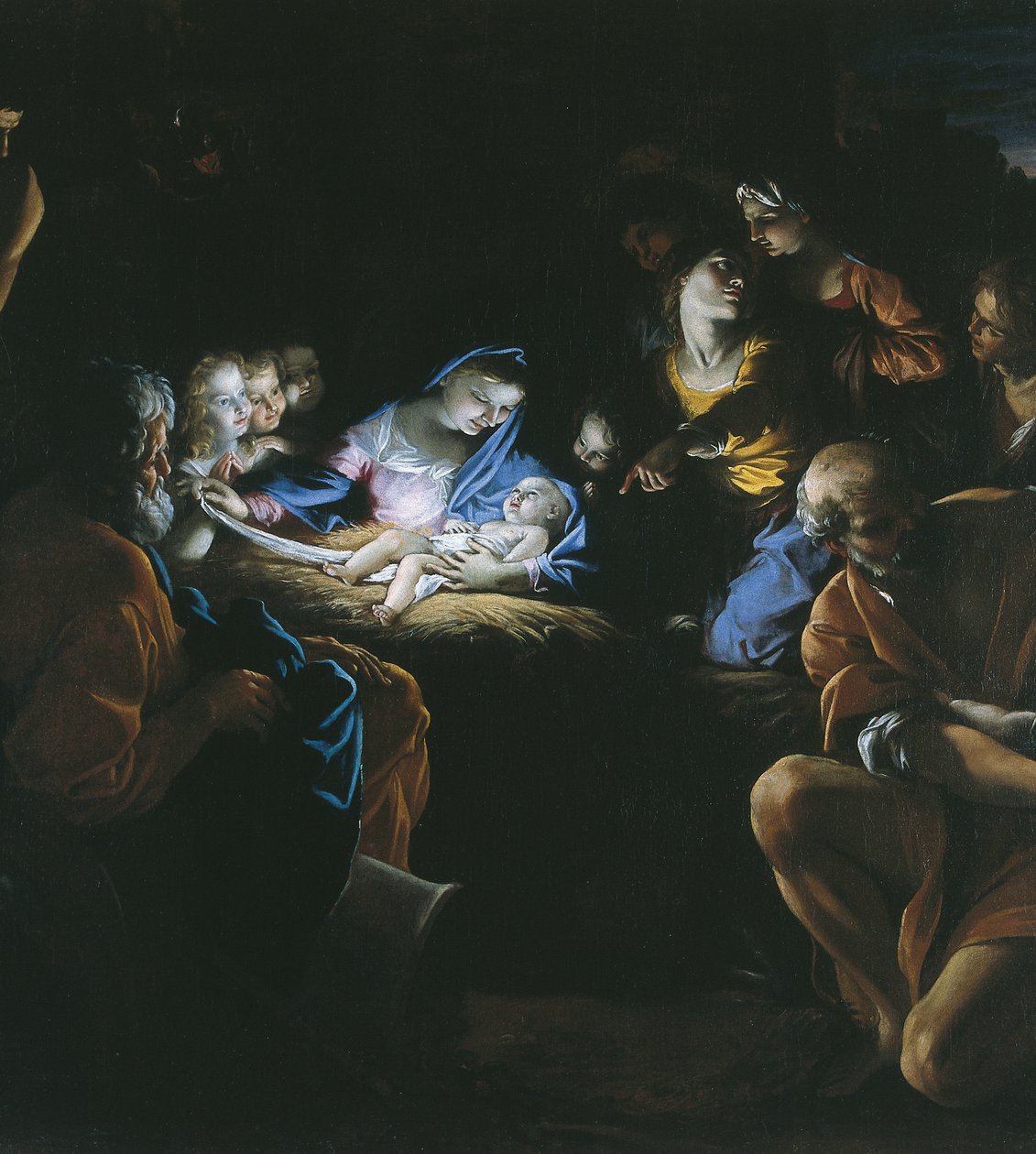 Tillbedjan av herdarna (olja på duk) av Giovanni Lanfranco