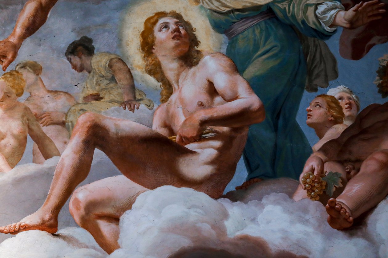 Apollo. Detalj av "Gudarnas råd" 1624-1625. fresk av Giovanni Lanfranco