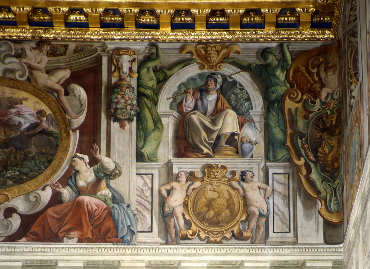 Detalj från fresken i palatshallen, Quirinalpalatset, Rom av Giovanni Lanfranco