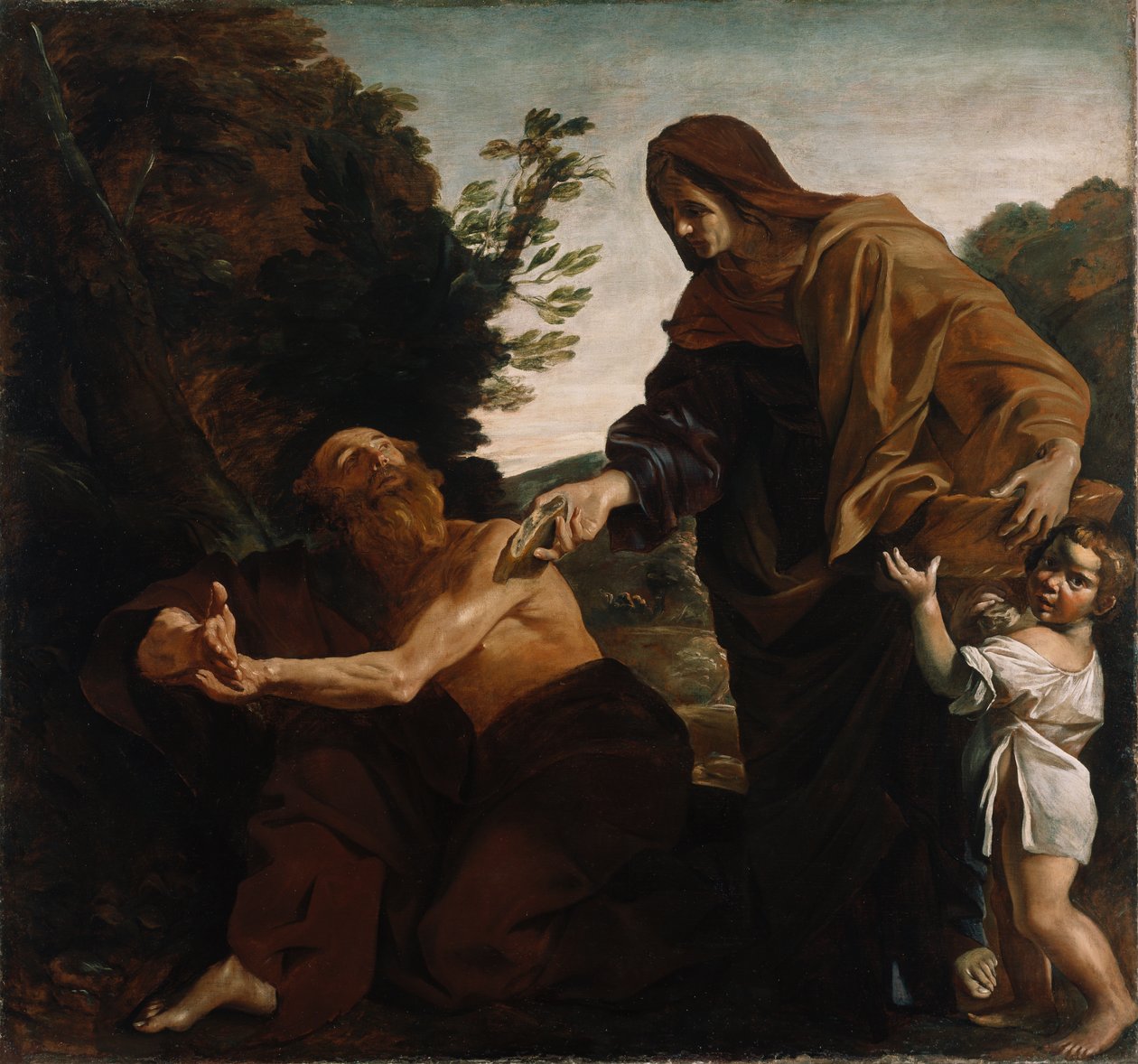 Elia tar emot bröd från änkan i Sarfat, 1621-24 av Giovanni Lanfranco
