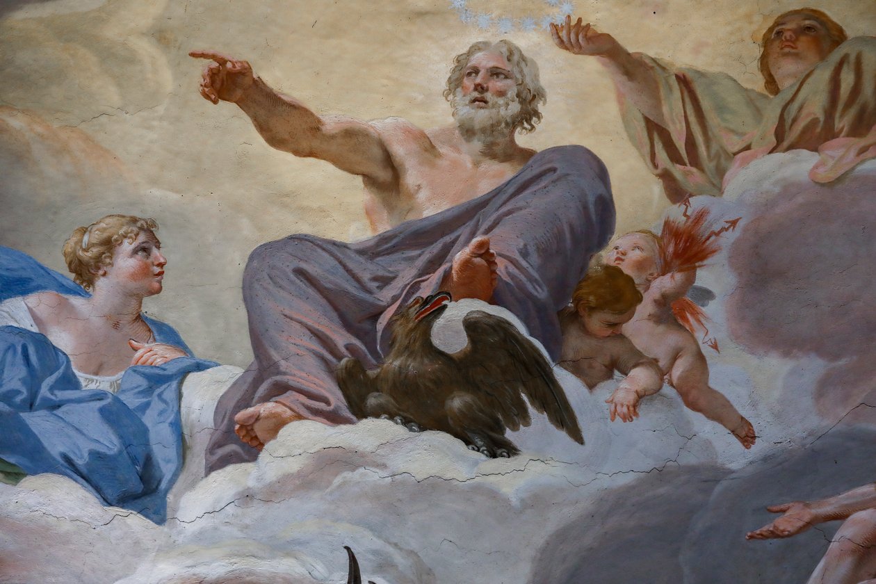Jupiter och Junon. Detalj av "Gudarnas råd" 1624-1625. fresk av Giovanni Lanfranco