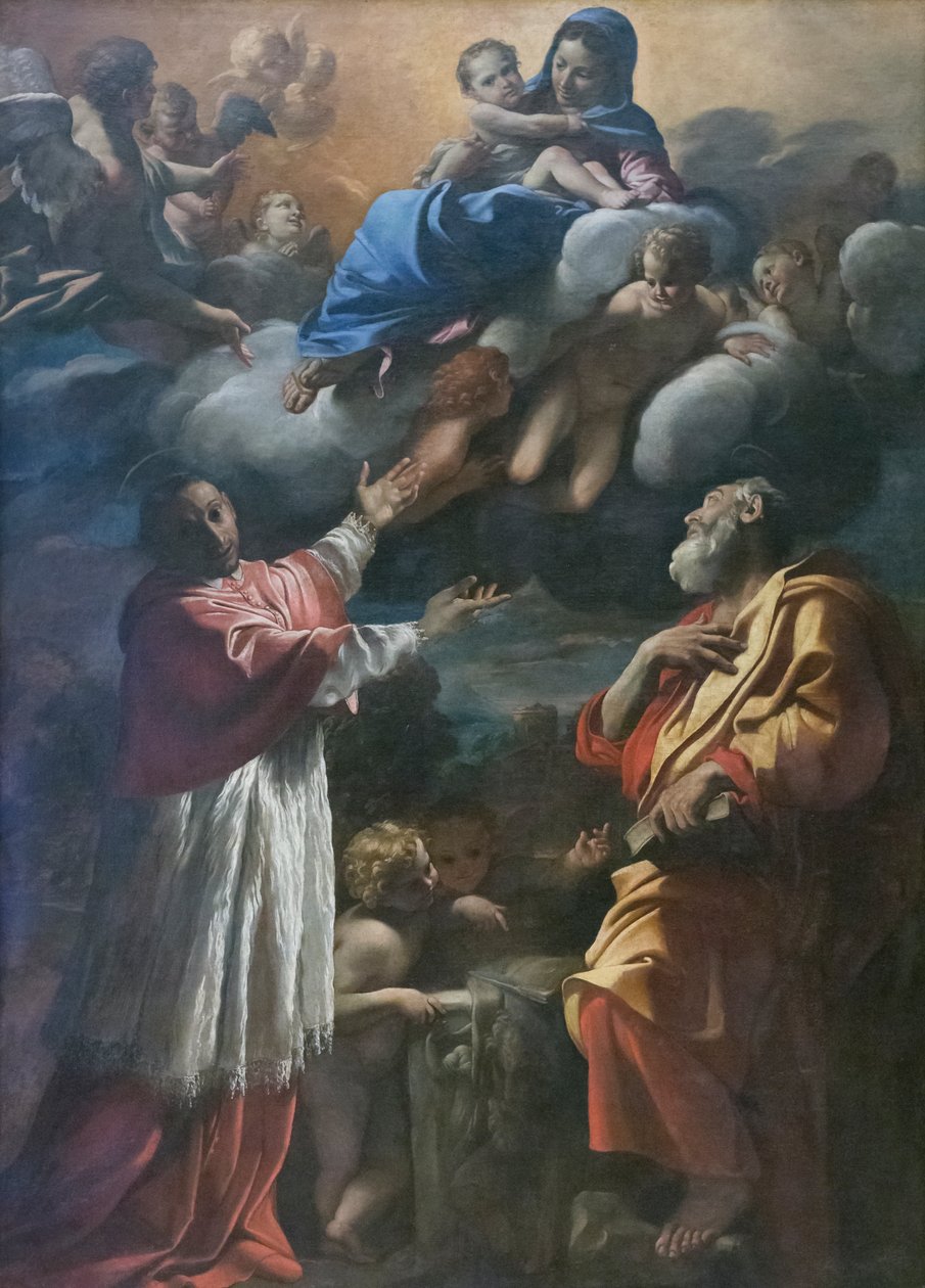 Madonna och barn med St. Charles Borromeo och St. Bartholomew av Giovanni Lanfranco
