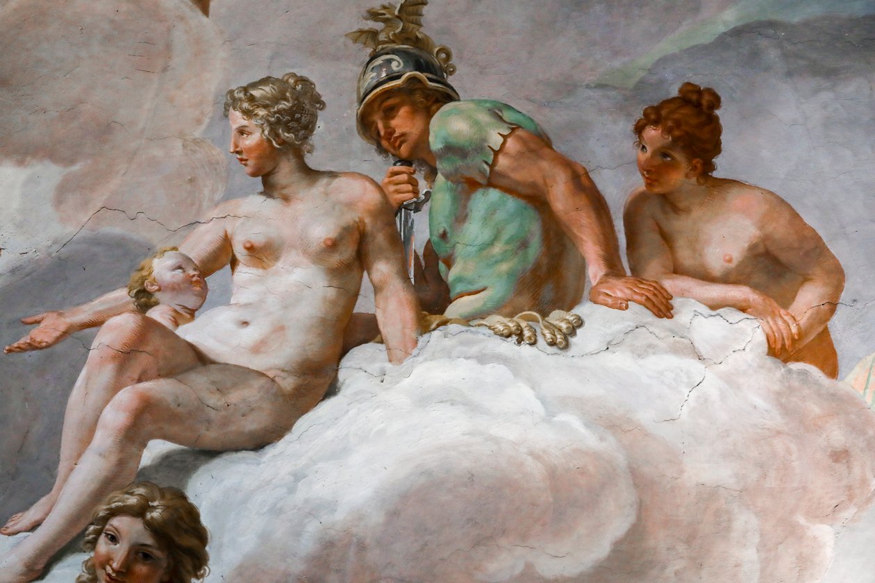 Venus och Mars. Detalj av "Gudarnas råd" 1624-1625. fresk av Giovanni Lanfranco