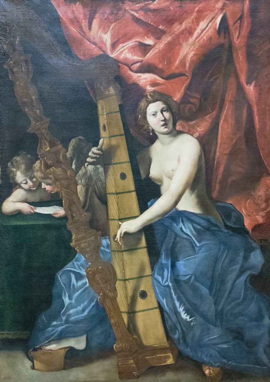 Venus spelar harpa av Giovanni Lanfranco