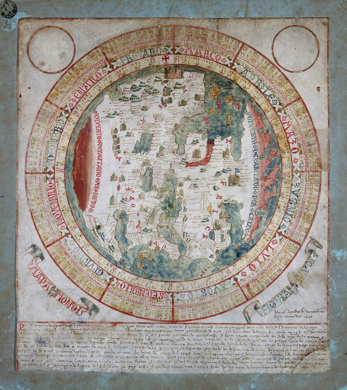 Världskarta, belysning av Giovanni Leardo, Bertoliana Civic Library, Vicenza av Giovanni Leardo