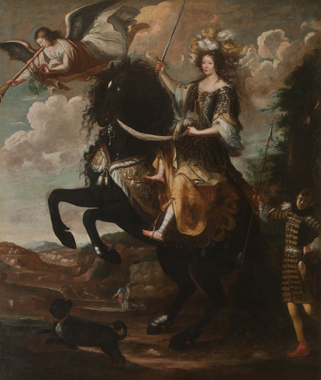Ryttarporträtt av Marie Jeanne Baptiste 1644-1724, hertiginna av Savojen, ca. 1670. av Giovanni Luigi Buffi