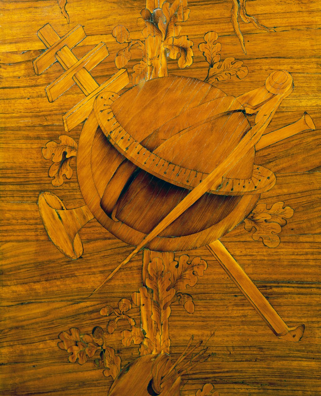 Mätinstrument, central del av inlägg på hörnskåp med enkel stor dörr, av Giovanni Maffezzoli (1779-1818), elev till Giuseppe Maggiolini, signerad och daterad 1798, Italien av Giovanni Maffezzoli