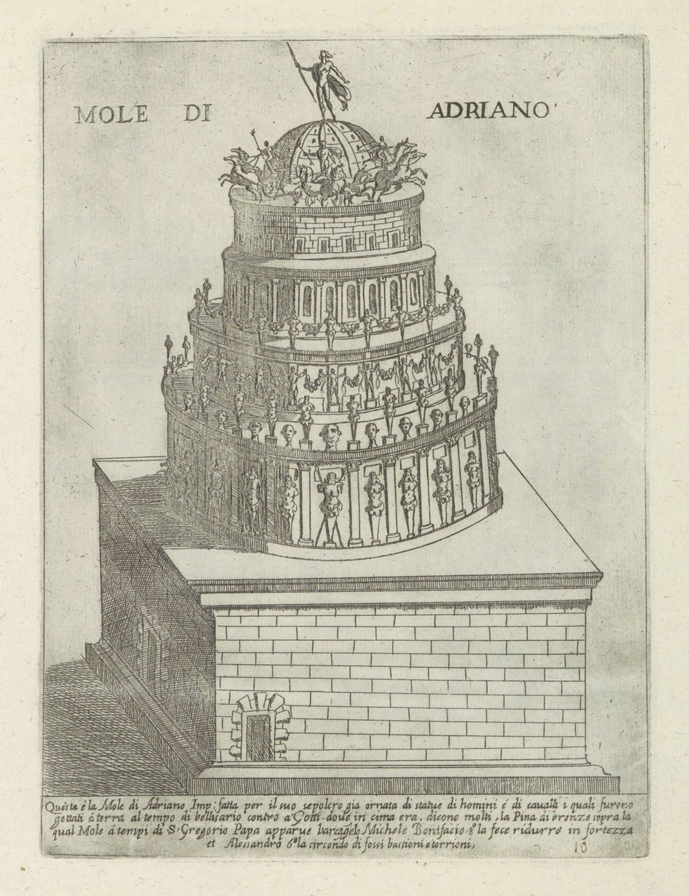 Hadrianus mausoleum Mole di Adriano (titel på objekt) Moderna och antika monument och strukturer i Rom (serietitel) Ornamenti di fabriche antichi et moderni dell