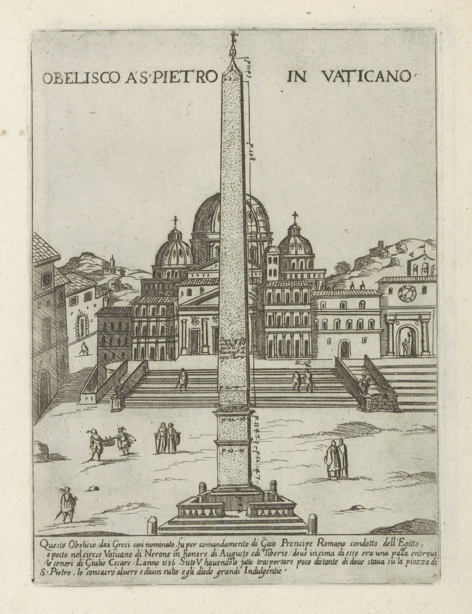 Vatikanens Obelisk Obelisco a S. Pietro in Vaticano (titel på objekt) Moderna och antika monument och byggnader i Rom (serietitel) Ornamenti di fabriche antichi et moderni dell