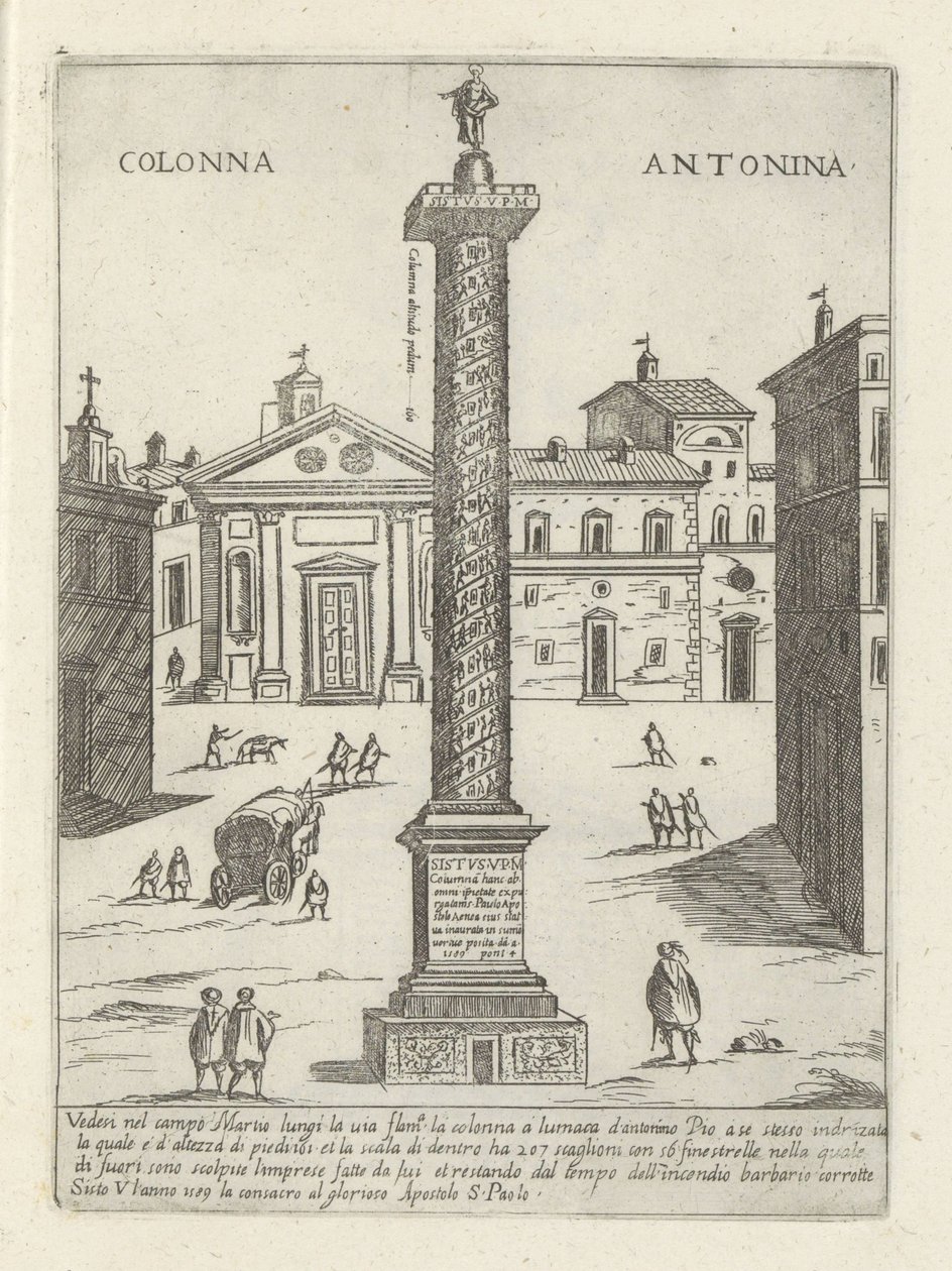 Kolumn av Marcus Aurelius i Rom Colonna a S. Antonio (titel på objekt) Moderna och antika monument och byggnader i Rom (serietitel) Ornamenti di fabriche antichi et moderni dell