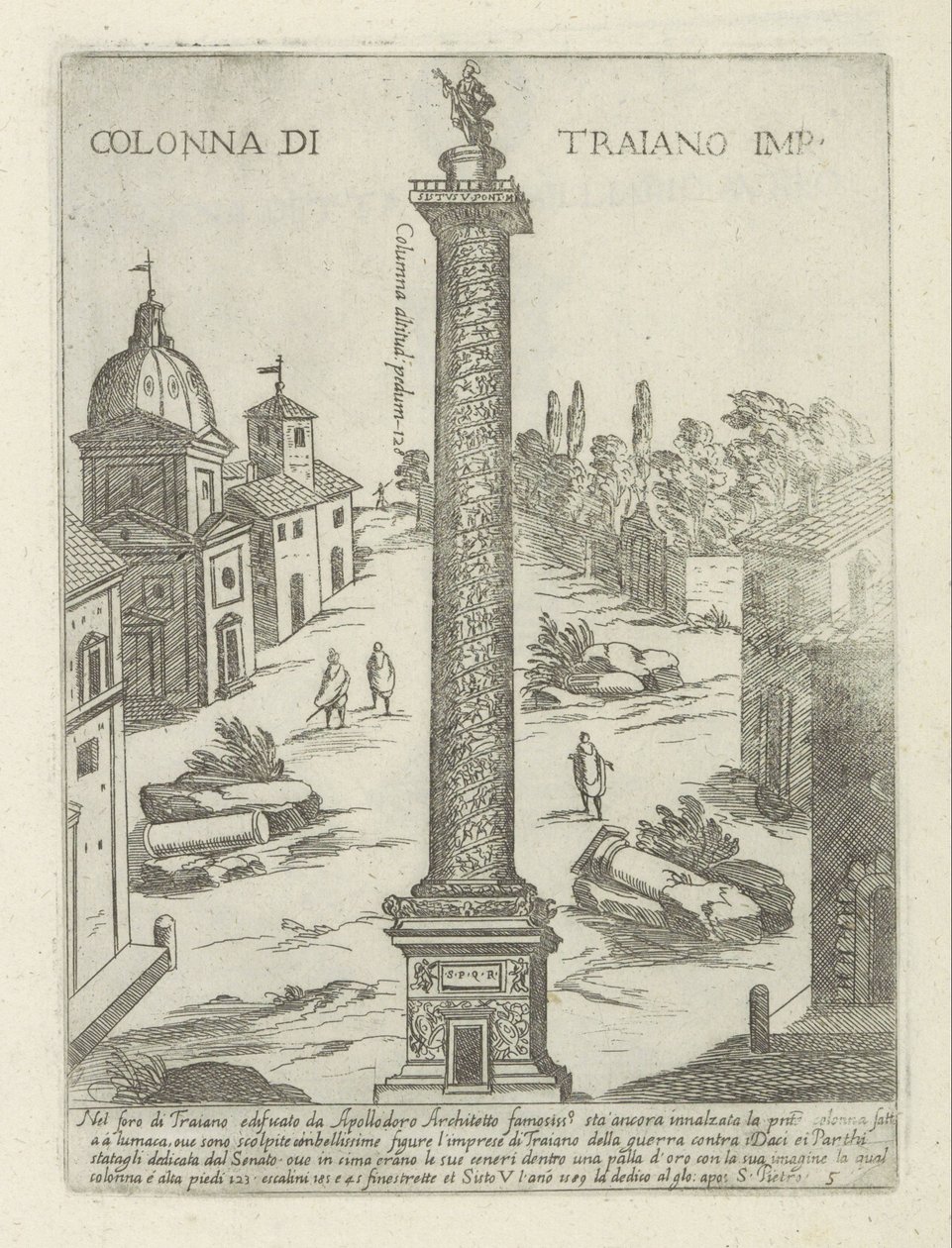 Trajanus kolumn i Rom Colonna di Traiano imp. (titel på objekt) Moderna och antika monument och byggnader i Rom (serietitel) Ornamenti di fabriche antichi et moderni dell