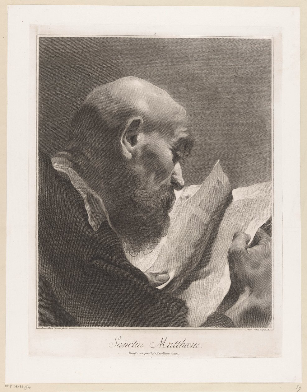 Apostel Matteus Sanctus Matthaeus (titel på objekt) Apostlar (serietitel) av Giovanni Marco Pitteri