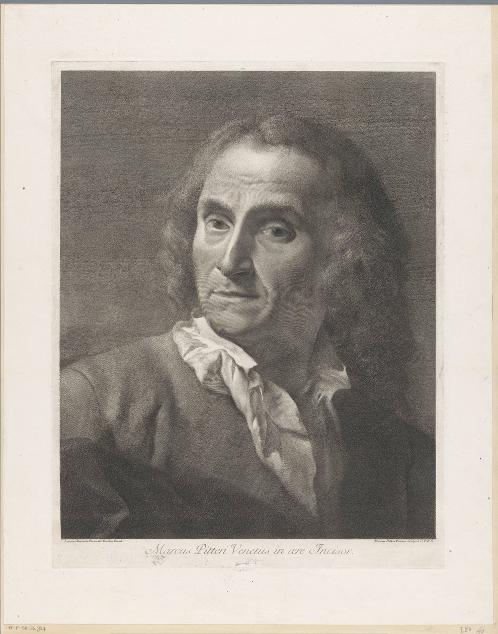 Porträtt av tryckeriet Giovanni Marco Pitteri Marcus Pitteri Blue Engraver in Air (titel på objekt) av Giovanni Marco Pitteri