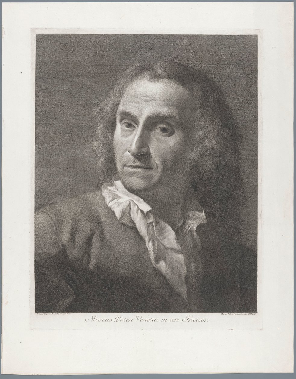 Porträtt av tryckeriet Giovanni Marco Pitteri Marcus Pitteri Blue Engraver in Air (titel på objekt) av Giovanni Marco Pitteri