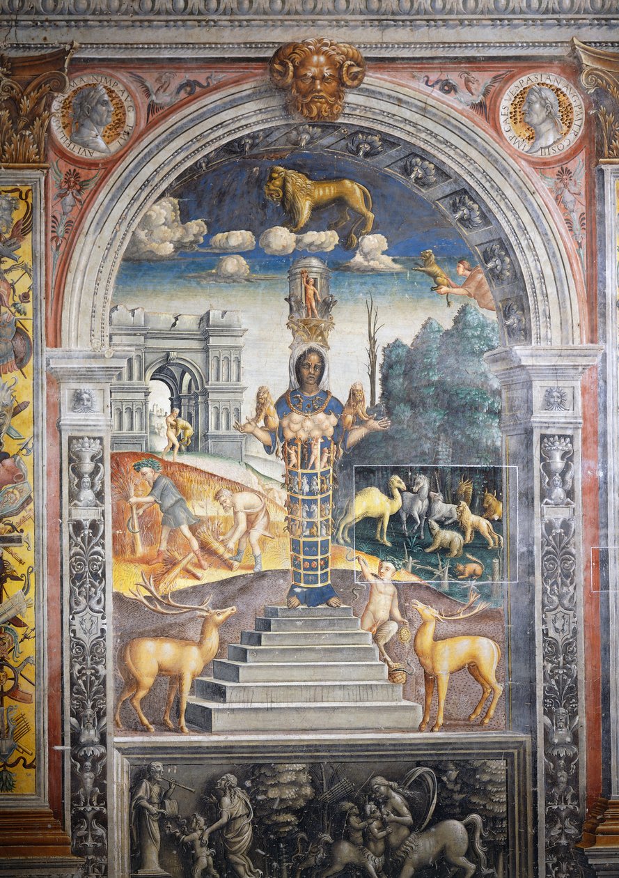 Fresk av Giovanni Maria Falconetto (1468-1535), Hall of Zodiac, Palazzo D