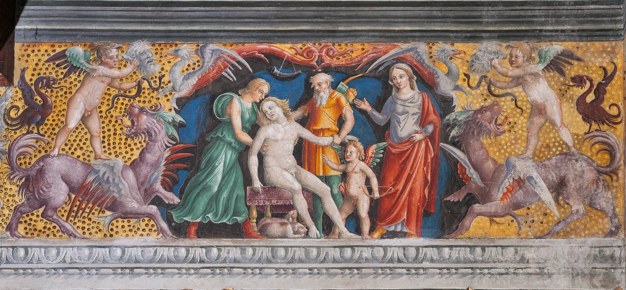 Jungfruns astrologiska tecken, Zodiakens kammare (Camera dello Zodiaco), detalj av 2384726 av Giovanni Maria Falconetto