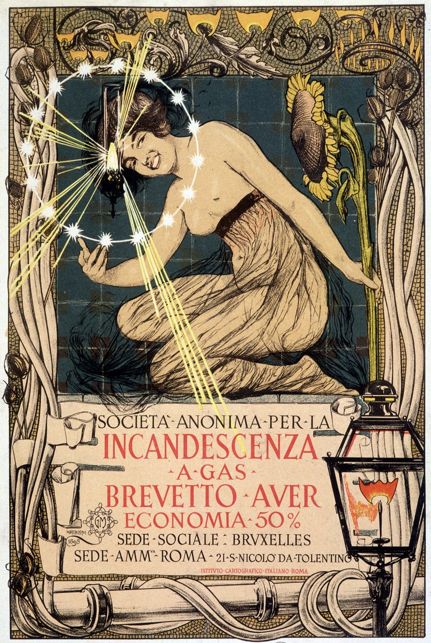 Reklam för gasglödlampa, av Mataloni, Italien av Giovanni Maria Mataloni