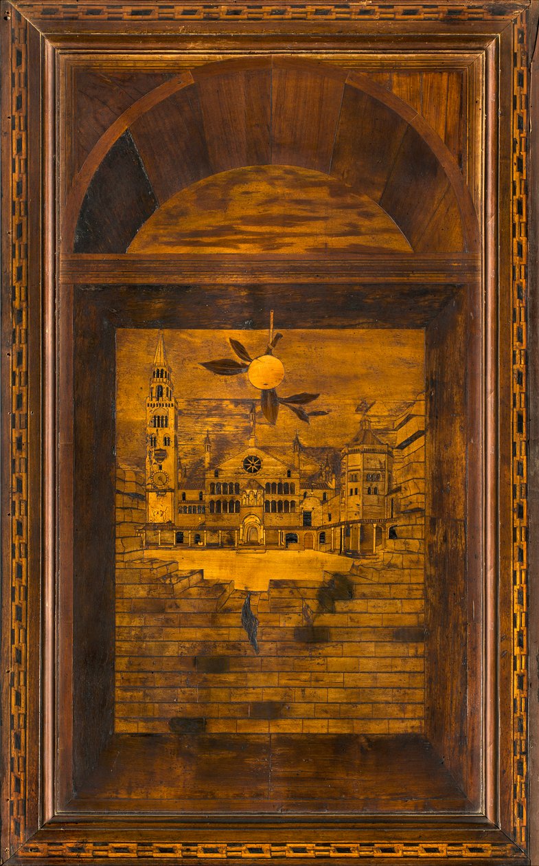Lignaean Canonical Choir, inlagd av Giovanni Maria Platina 1484, Upper Stall, Piazza del Duomo i Cremona av Giovanni Maria Platina