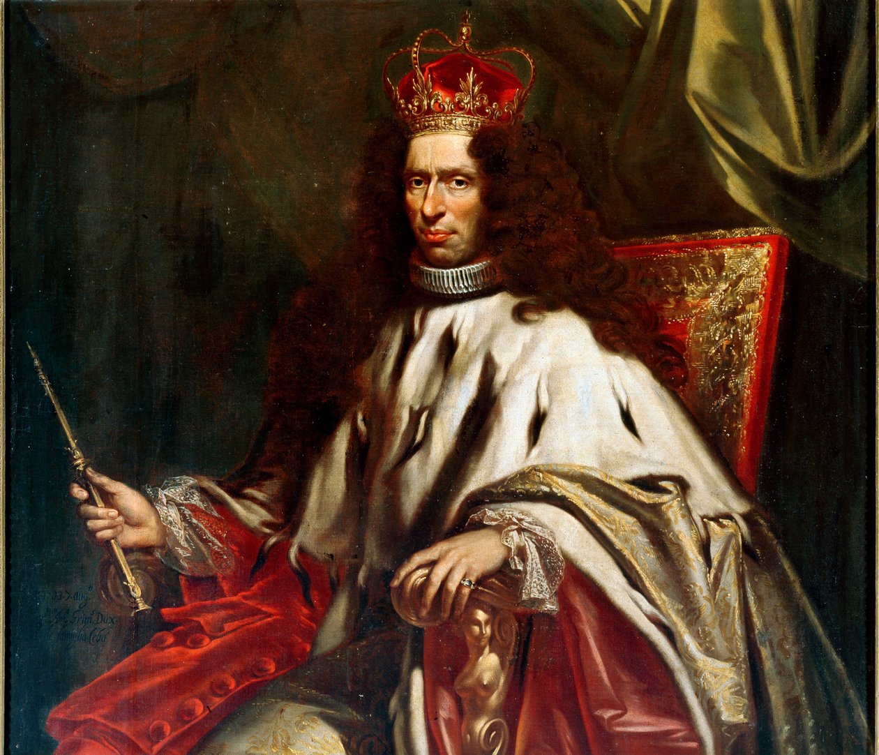 Porträtt av Antonio Grimaldi, generernas doge från 1703 till 1705 Målning av Giovanni Maria Delle Piane (1660-1745) 1690-1691 sön 230x153 cm Privat samling succession Luigi Cattaneo Adorno av Giovanni Maria delle called Mulinaretto Piane