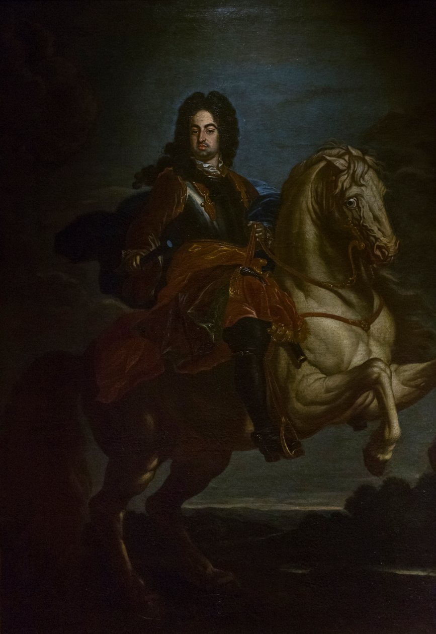 Porträtt av Francesco Farnese till häst, ca 1705 (olja på duk) av Giovanni Maria delle called Mulinaretto Piane