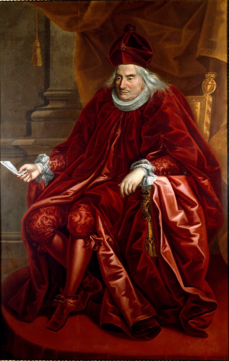 Porträtt av Oberto Della Torre (1617-1691) Doge of Genes mellan 1689 och 1691. Målning av Maria Delle Piane (1660-1745) 1690-1691 Mått 230x153 cm Privat samling succession Luigi Cattaneo Adoricarinie © Lee / Luis av Giovanni Maria delle called Mulinaretto Piane