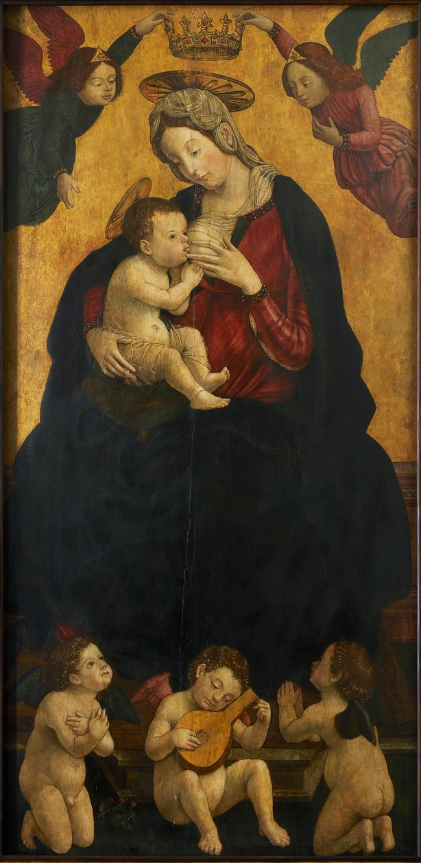 Madonna of the Milk med musikskapande änglar, 1490-1500. av Giovanni Martino Spanzotti