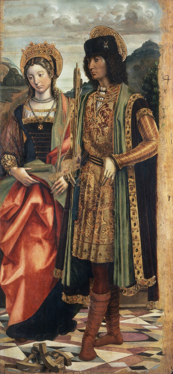 St. Katarina av Alexandria och St. Sebastian, ca 1496 (tempera ombord) av Giovanni Martino Spanzotti