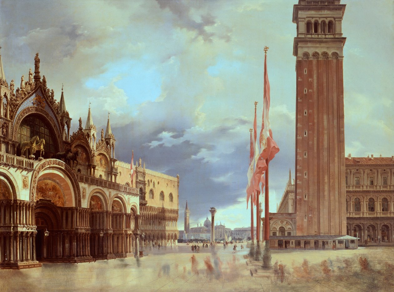 Piazza San Marco (Markusplatsen), av Giovanni Migliara (1785-1837) av Giovanni Migliara