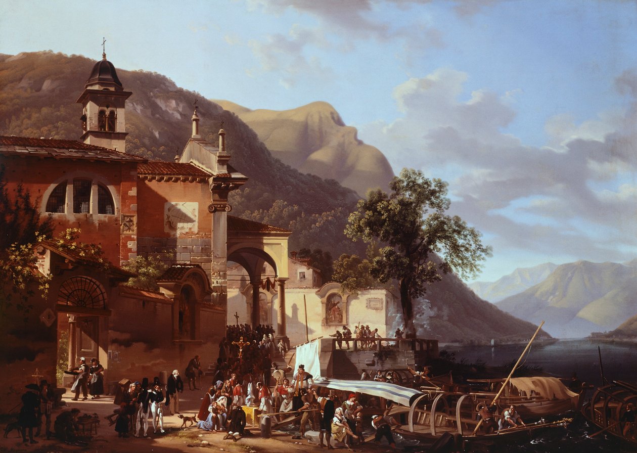 Procession på sjöstranden, Giovanni Migliara (1785-1837) av Giovanni Migliara