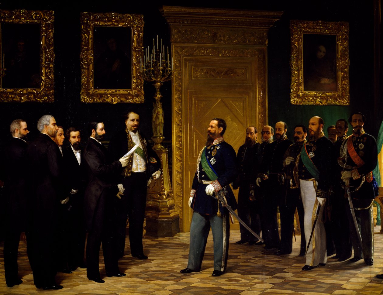 Annexering av Italien presenterad för Victor Emmanuel II av toskanska delegater, av Giovanni Mochi (1829-1892), Unification-era, Italien av Giovanni Mochi